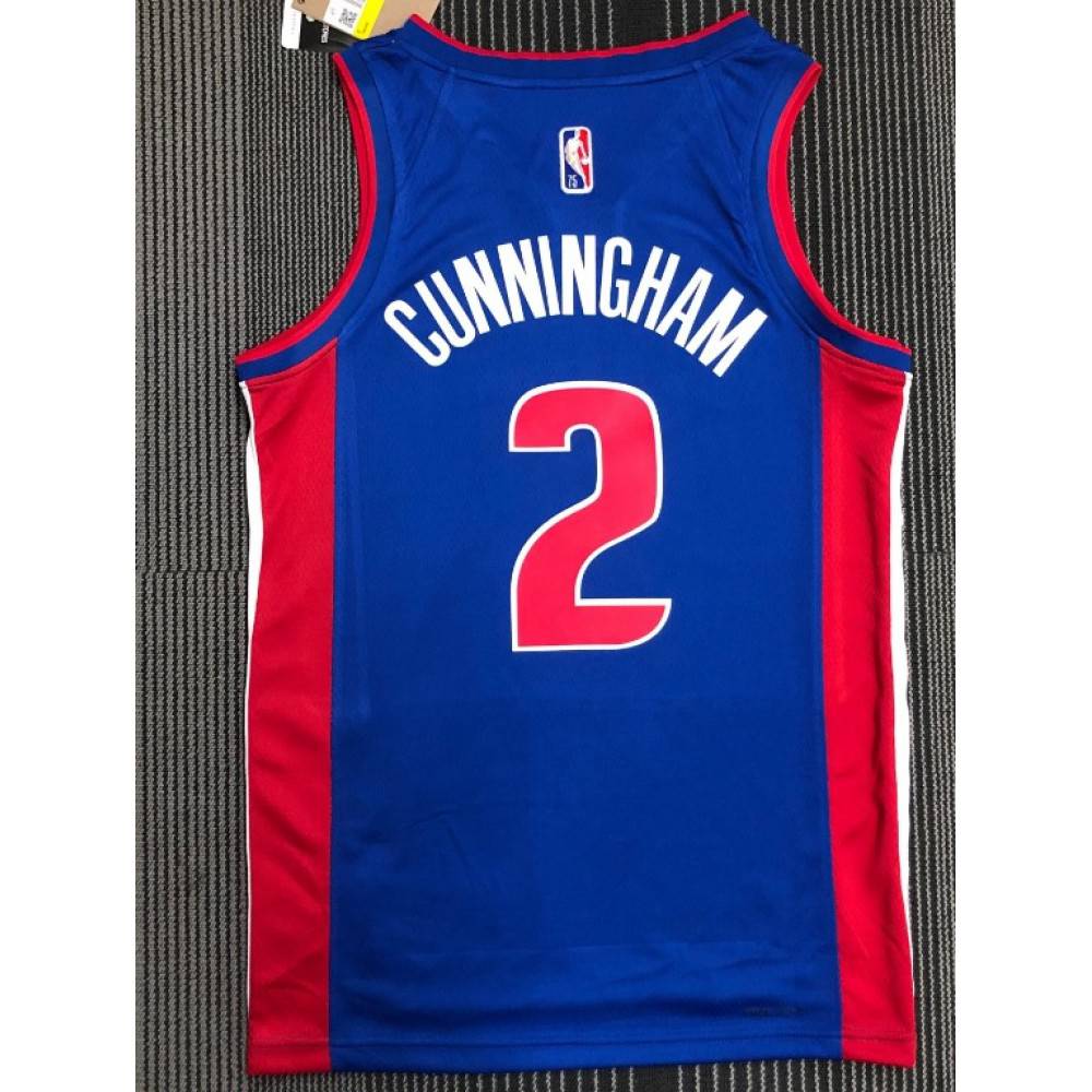 Men's Detroit Pistons Cade Cunningham #2 Blue 2021/22 Swingman NBA Jersey - Icon Edition-Pro Kit Vault | Brand New 26/27 Sports Jerseys